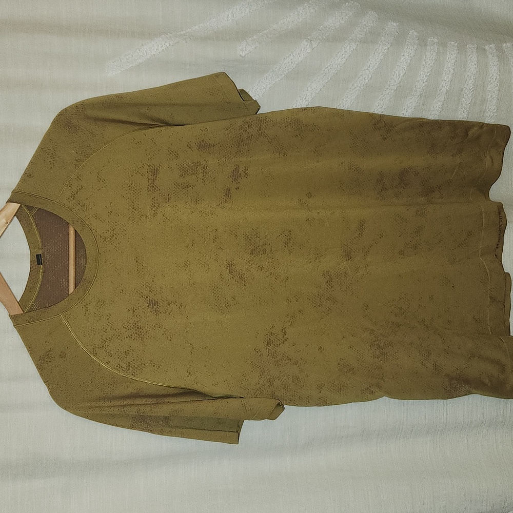 Lululemon Shirt Mens Yellow Green Metal Vent Tech Short Sleeve Stretch Sz Large